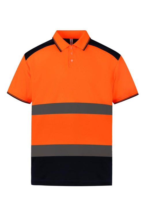 Hi-Vis Piqué Polo HVJ 220 – Yoko in Fluo Orange/Navy
