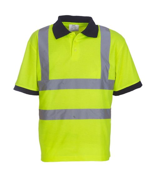 Two Band & Brace Hi-Vis Polo Shirt – YOKO in Fluo Yellow