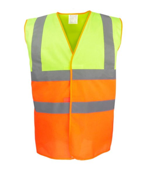 Zweifarbige Weste für hohe Sichtbarkeit HVW122 – Yoko in Fluo Yellow/Fluo Orange