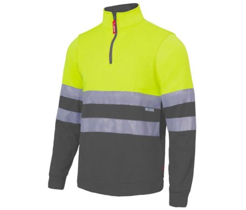 Two-Tone High Visibility Zip Sweatshirt 305701 – Velilla in Fluo Yellow/Grey