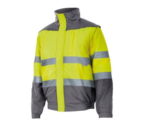 Two-Tone High Visibility Padded Jacket 161 – Velilla in Fluo Yellow/Grey