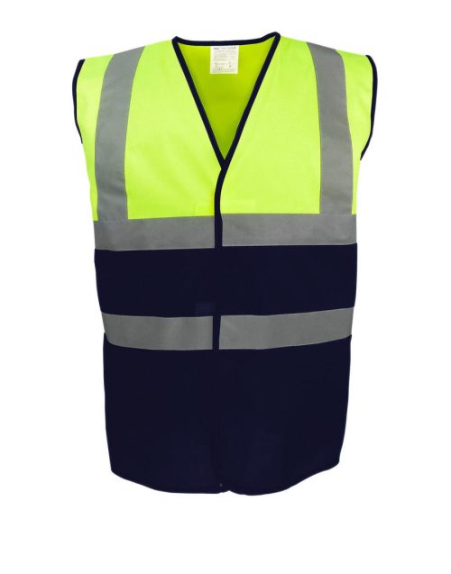 Zweifarbige Weste für hohe Sichtbarkeit HVW122 – Yoko in Fluo Yellow/Navy