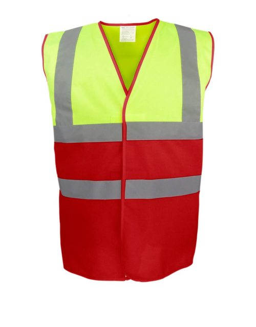 Zweifarbige Weste für hohe Sichtbarkeit HVW122 – Yoko in Fluo Yellow/Red