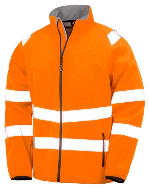 Recycled Printable Safety Softshell Jacket – Result Recycled in Fluorescent Orange
