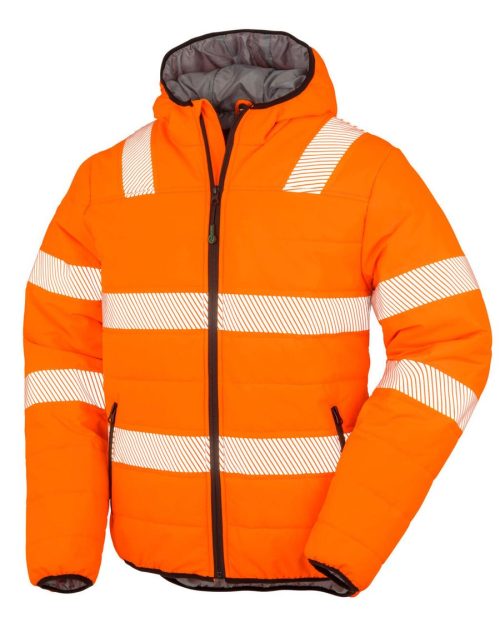 Recycled Ripstop Padded Safety Jacket – Result Recycled in Fluorescent Orange