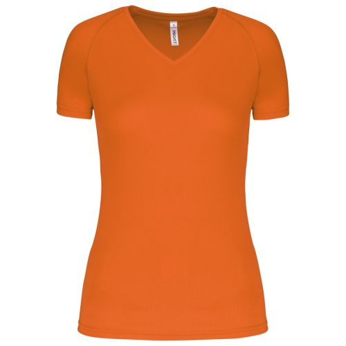 Damen Kurzarm-Sportshirt mit V-Ausschnitt PA477 – Proact in Fluorescent Orange