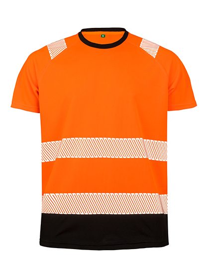 Recycled Safety T-Shirt – Result Recycled in Fluorescent Orange/Black