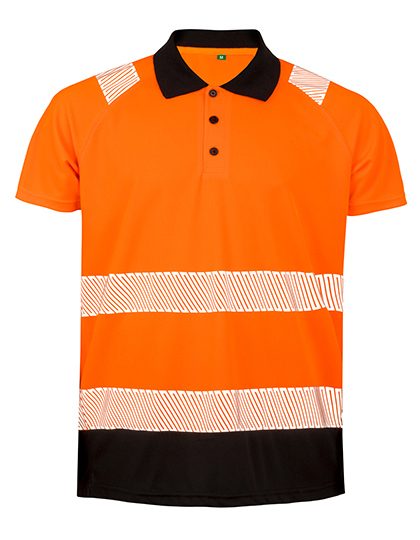 Recycled Safety Polo Shirt – Result Recycled in Fluorescent Orange/Black