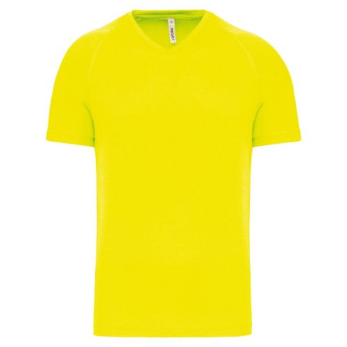 Herren Kurzarm-Sportshirt mit V-Ausschnitt PA476 – Proact in Fluorescent Yellow