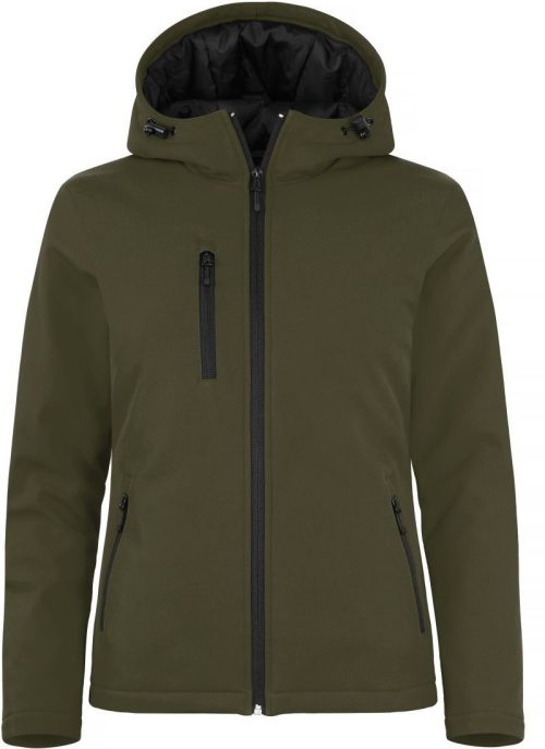 Wattierte Damen Kapuzen Softshell Jacke Padded Hooded Softshell Women – Clique in Fog Green