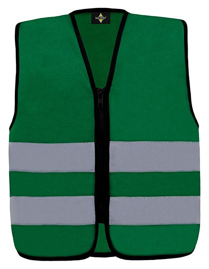 Kids´ Hi-Vis Safety Vest With Front Zipper Aalborg – Korntex in Forest Green