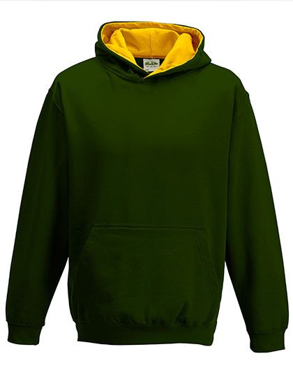 Kids´ Varsity Hoodie – Just Hoods in Forest Green/Gold