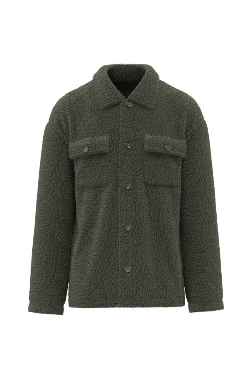 Unisex-Überhemd aus Sherpa mit überschnittenen Schultern SP508 – Spasso in Forest Khaki