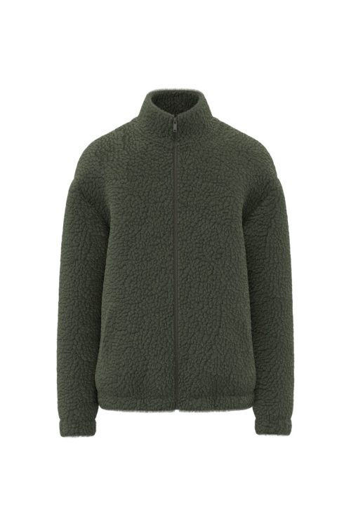 Unisex-Sweatshirt aus Sherpa mit Reißverschluss und überschnittenen Schultern SP404 – Spasso in Forest Khaki