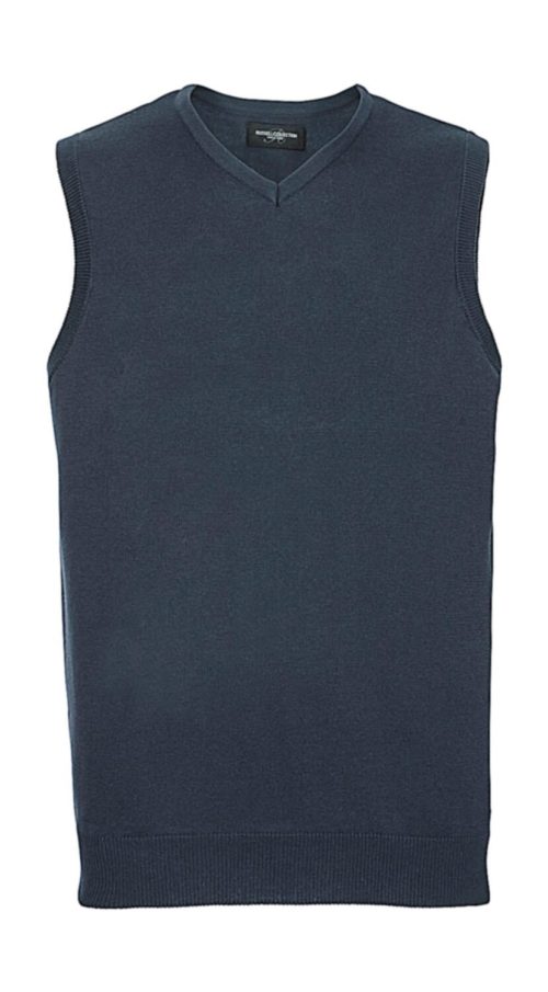 Adults' V-Neck Sleeveless Knitted Pullover 0R716M0 – Russell Collection in French Navy