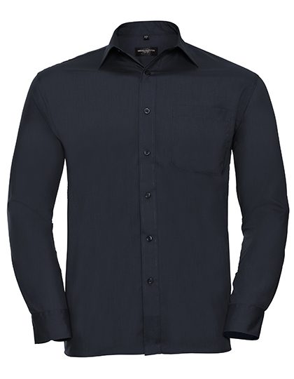Men's Long Sleeve Classic Polycotton Poplin Shirt – Russell Athletic Collection in French Navy