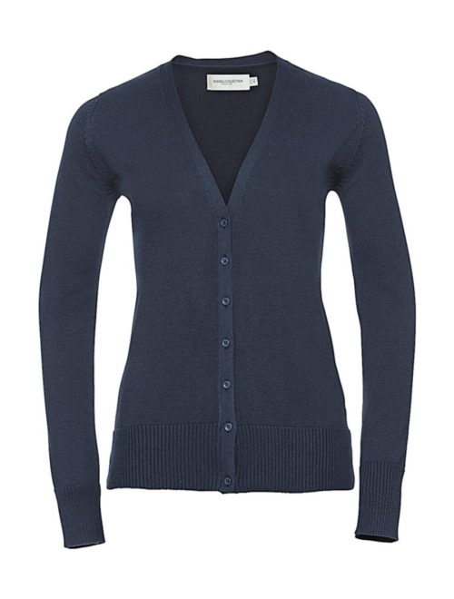 Ladies' V-Neck Knitted Cardigan 0R715F0 – Russell Collection in French Navy