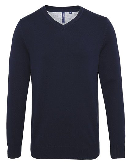 Men´s Cotton Blend V Neck Sweater – Asquith & Fox in French Navy