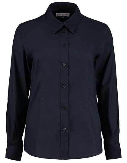 Women´s Tailored Fit Workwear Oxford Shirt Long Sleeve – Kustom Kit in French Navy