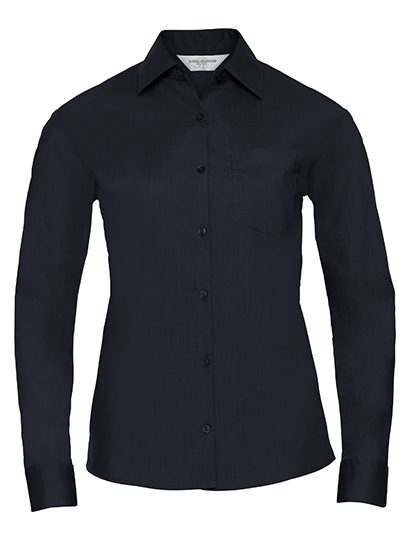 Ladies' Long Sleeve Classic Polycotton Poplin Shirt – Russell Athletic Collection in French Navy