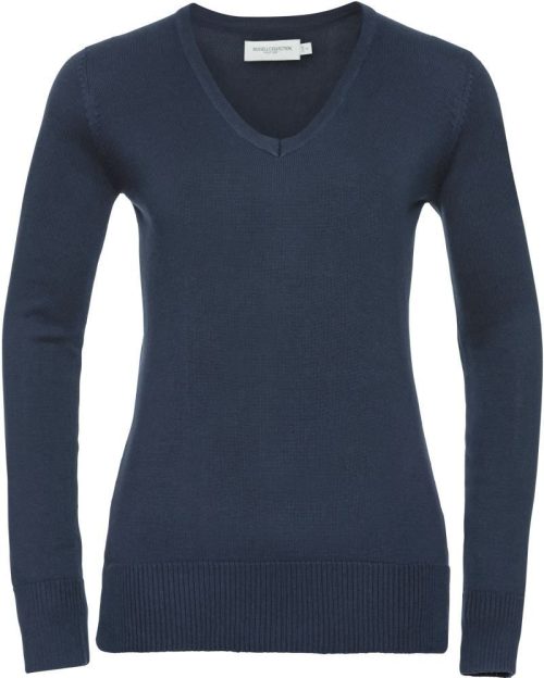 Damen V-Ausschnitt Strickpullover 710F – Russell Athletic in French Navy