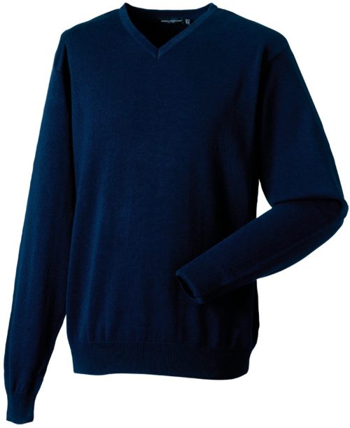 V-neck Knitted Pullover R-710M-0 – Russell in French Navy