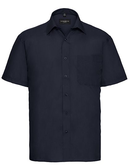 Men's Short Sleeve Classic Polycotton Poplin Shirt – Russell Athletic Collection in French Navy