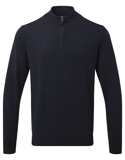 Men´s Cotton Blend 1/4 Zip Sweater – Asquith & Fox in French Navy