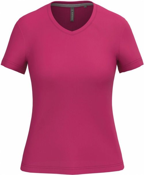 Damen V-Ausschnitt T-Shirt K 381 – Kariban in Fuchsia