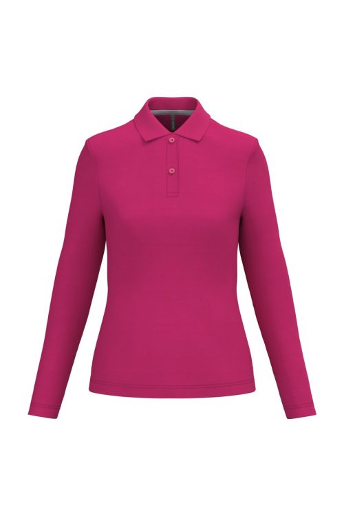 Damen Piqué Polo langarm K 244 – Kariban in Fuchsia