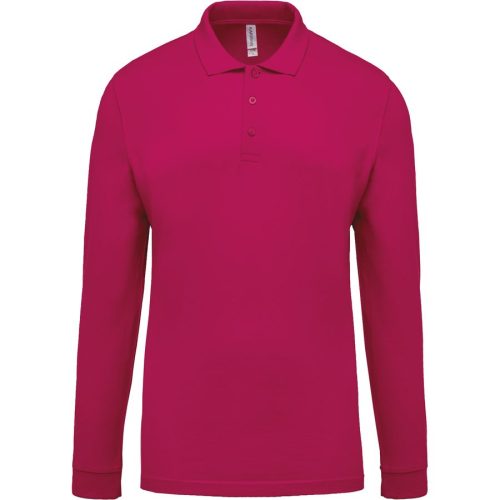 Herren Langarm-Polohemd. Baumwollpiqué K256 – Kariban in Fuchsia