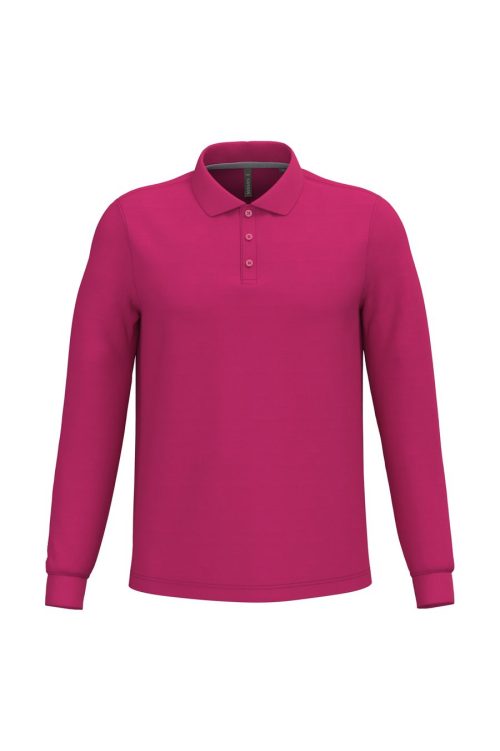 Herren Piqué Polo langarm K 243 – Kariban in Fuchsia
