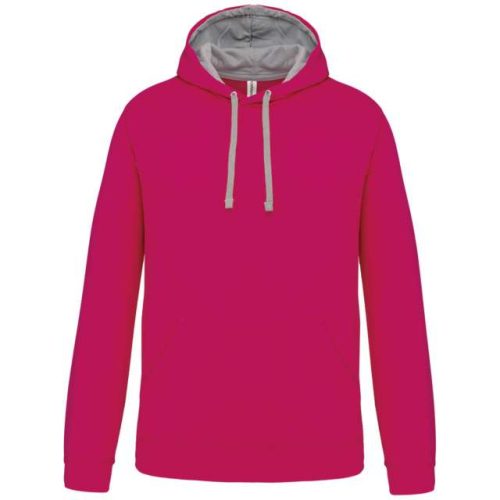 Men's Contrast Hooded Sweatshirt – Kariban in Fuchsia/Fine Grey