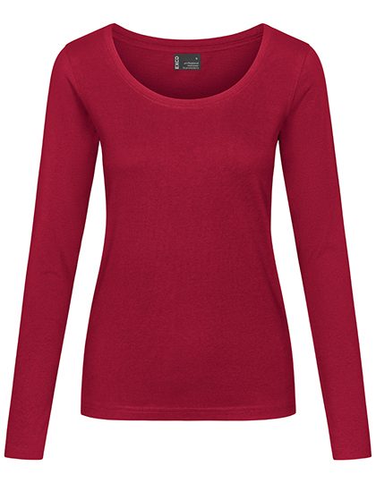 Women´s T-Shirt Long Sleeve – EXCD by Promodoro in Granat