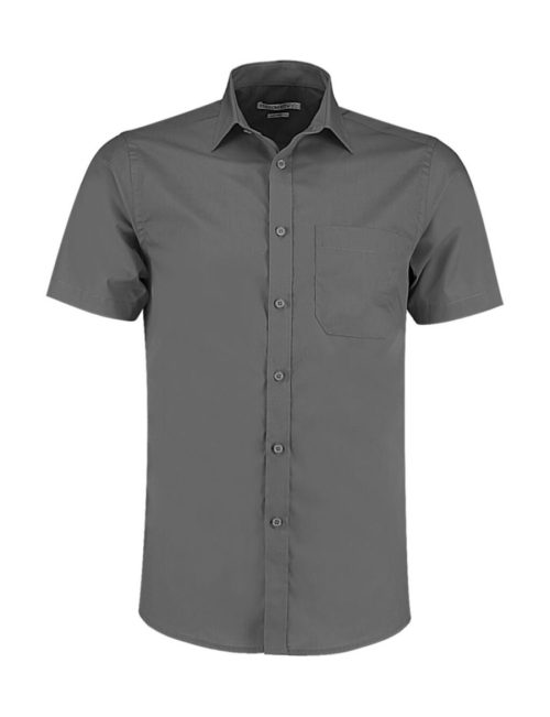 Men´s Tailored Fit Poplin Shirt Short Sleeve – Kustom Kit in Graphite