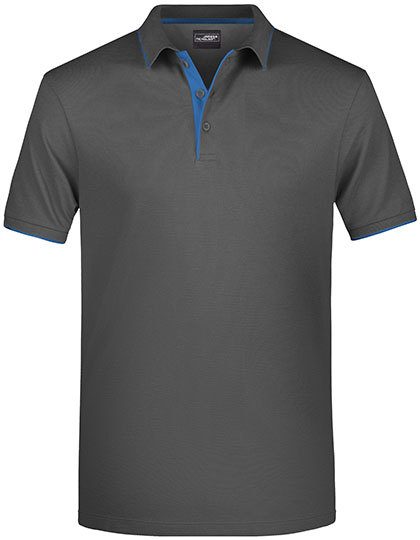 Herren Piqué Polo Stripe JN 728 – Daiber in Graphite (Solid)/Aqua