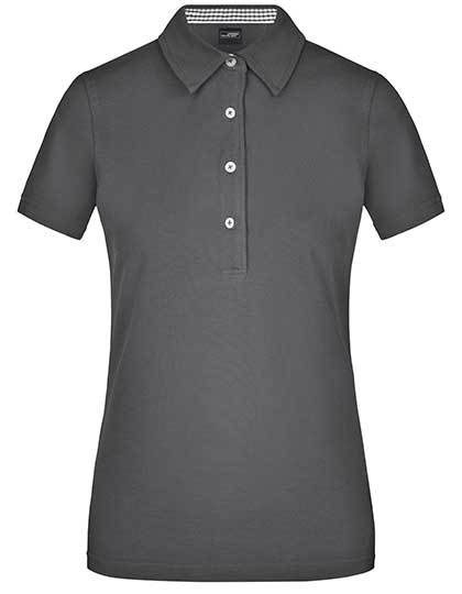 Damen Piqué Polo "Plain" JN 969 – Daiber in Graphite (Solid)/Graphite (Solid)/White