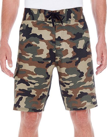 Stretch Board Shorts – Burnside in Green Camo