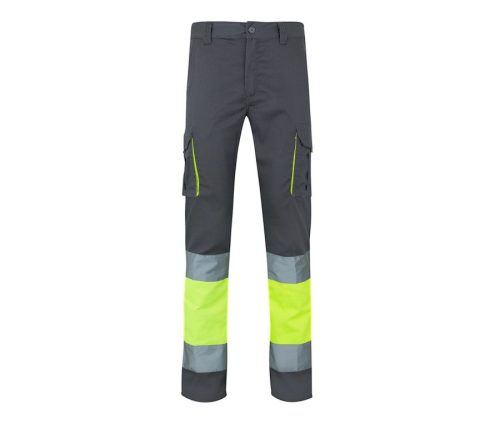 Two-Tone High Visibility Multi-Pocket Stretch Trousers 303002S – Velilla in Green / Fluo Yellow