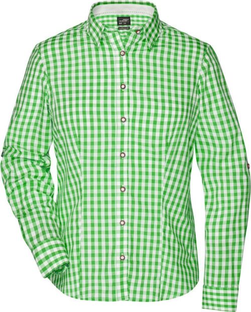 Popeline Karo Trachten Bluse JN 637 – Daiber in Green/White