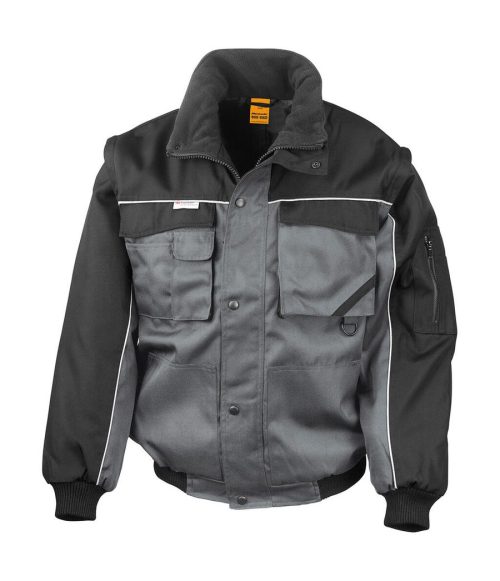 Zip Sleeve Heavy Duty Jacket – Result Workguard in Grey/Black
