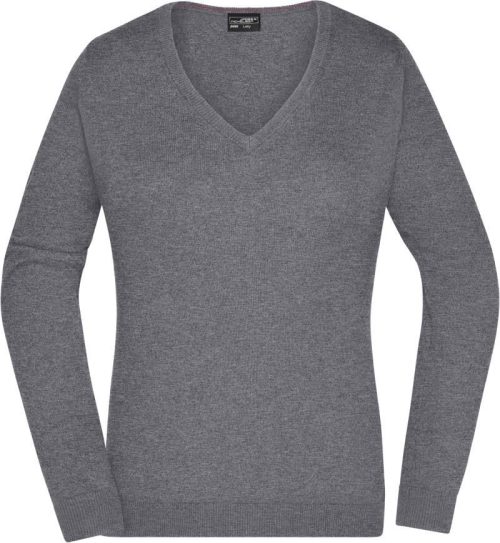 Damen V-Ausschnitt Pullover JN 658 – Daiber in Grey Heather