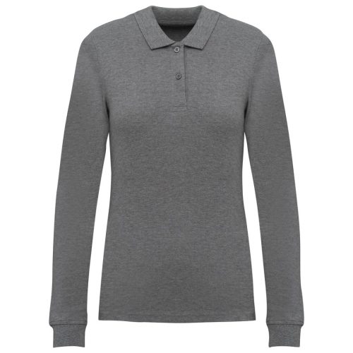 Damen Piqué-Polohemd lange Ärmel Bio180 K2028 – Kariban in Grey Heather