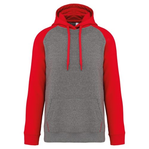 Zweifarbiges Kapuzensweatshirt für Erwachsene PA369 – Proact in Grey Heather / Sporty Red