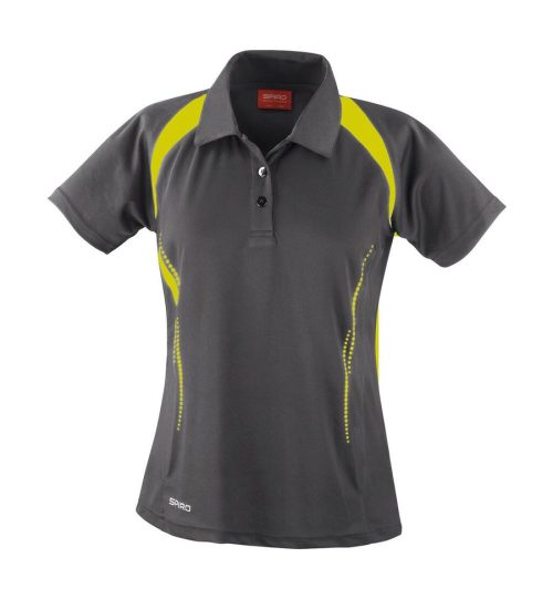 Damen Team Piqué Polo S 177F – Spiro in Grey/Lime