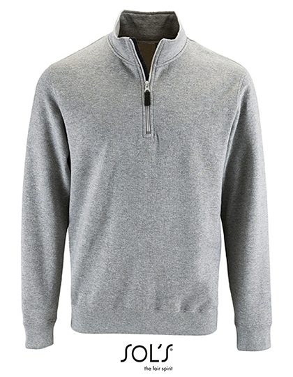 Men´s Zip High Collar Sweatshirt Stan – SOL´S in Grey Melange