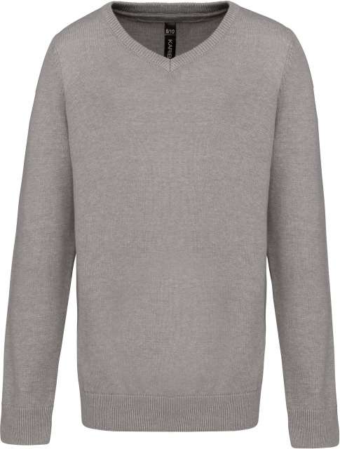 Kids' V-Neck Jumper – Kariban in Grey Melange
