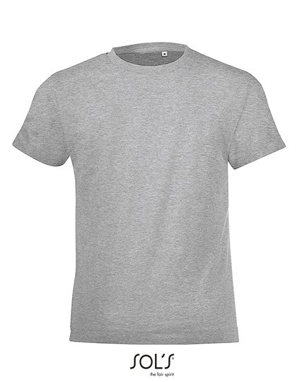 Kids´ Round Collar T-Shirt Regent Fit – SOL´S in Grey Melange