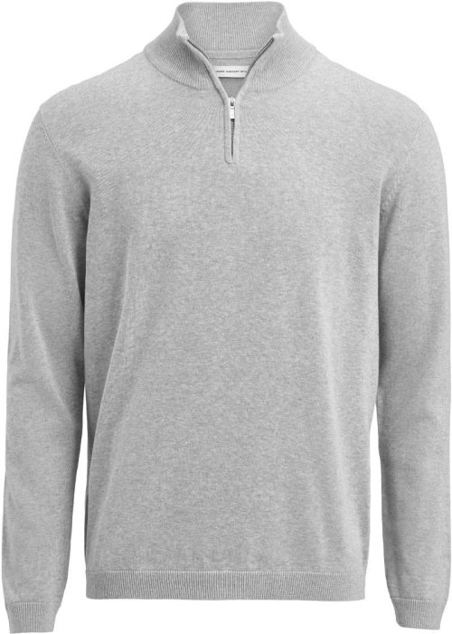 Unisex Pullover mit 1/4 Zip Ashland Halfzip – James Harvest in Grey Melange