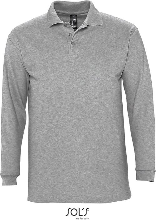 Piqué Polo langarm Winter II – SOL'S in Grey Melange